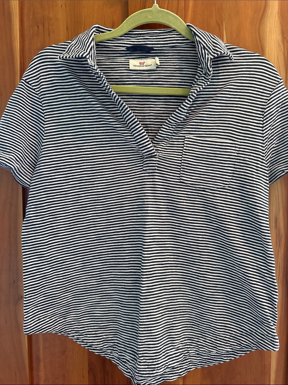 Vineyard Vines Navy and White Striped Short Sleeve Polo Tee